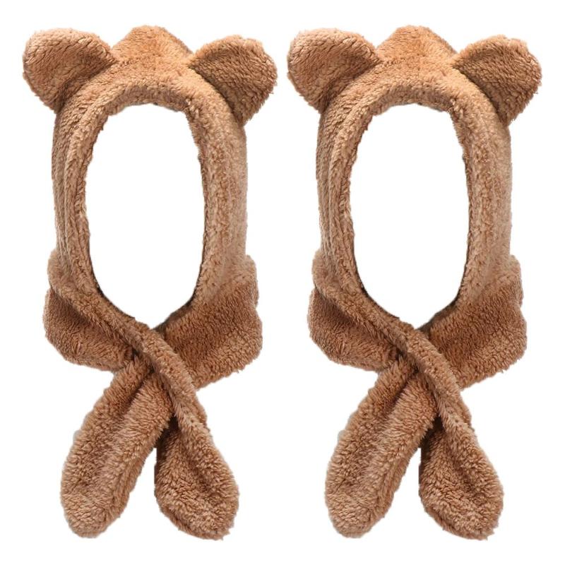 Berets Fashion Plush Warm Cute Beanies Caps Earflap Earmuff Winter Hats Bear Ear Hat, White