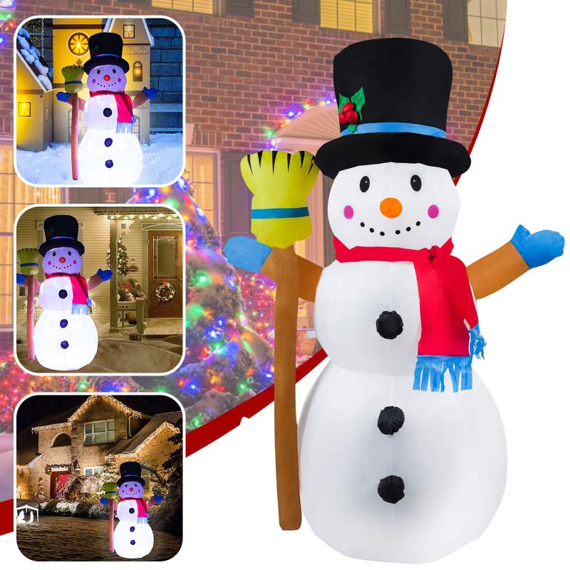 Christmas Decorations 1.2m Led Illuminated Inflatable Snowman Air Night Lamp Decoration Giant Santa Claus With Crutch Xmas Props Decor