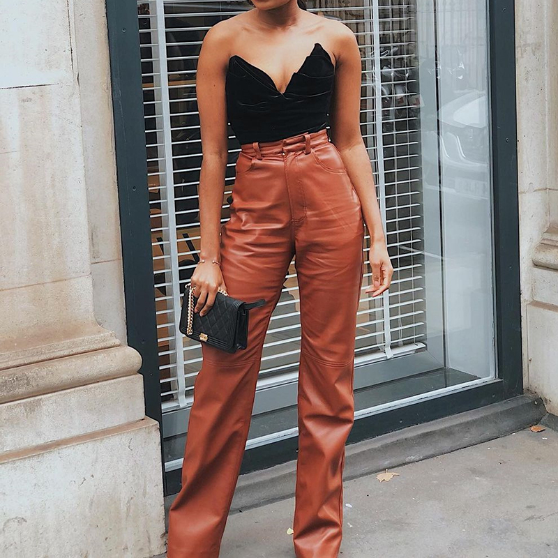 2021 New Elegant High Waist Faux Pu Leather Women Autumn Pencil Ny Pant Button Office Lady Trousers Casual Slim Black Capris Vk9o
2021 New Elegant High Waist Faux Pu Leather Women Autumn Pencil Ny Pant Button Office Lady Trousers Casual Slim Black Capris Vk9o