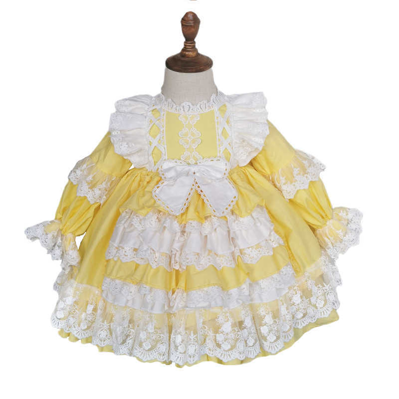 Spanish Baby Yellow Dress Girls Lolita Princess Vestidos Children Easter Birthday Party Ball Gown Kids Spain Boutique Dreeses 210615