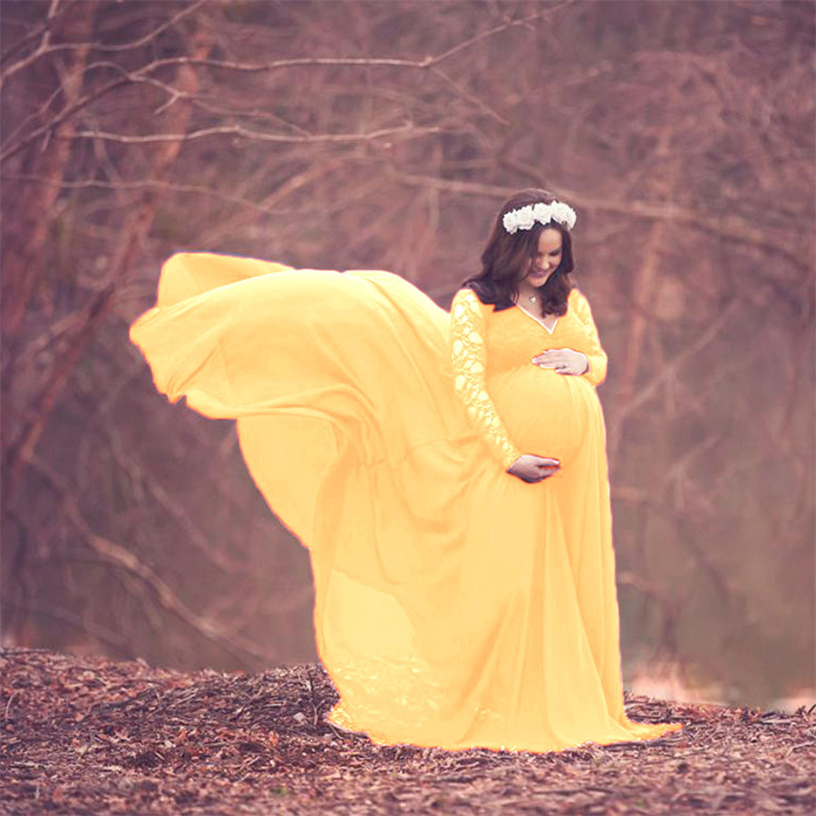 Lace Maternity Dresses Photography Props Sexy Split Side Maxi Gown For Pregnant Women Long Pregnancy Dress Photo Shoots