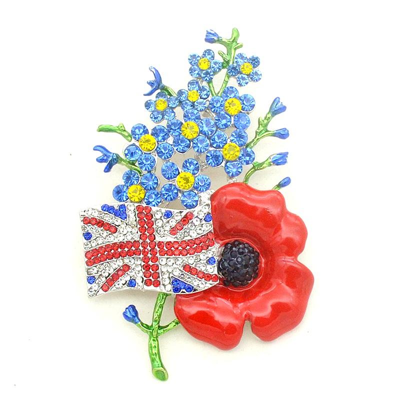 Pins, Brooches 3.2" Rhodium Silver Plated Forget Me Not Flower UK Flag Poppy Brooch With Crystals
Pins, Brooches 3.2" Rhodium Silver Plated Forget Me Not Flower UK Flag Poppy Brooch With Crystals
