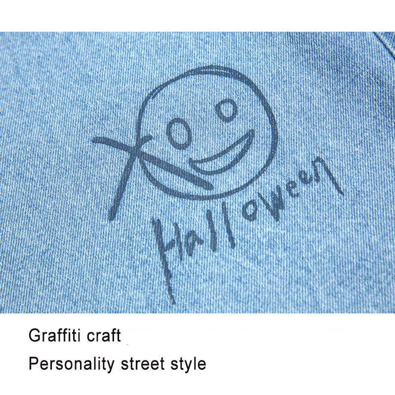 Cartoon Graffiti Women's Cute Jeans Wide Leg Autumn Winter Straight Capris Loose Denim Pants Female Student Jeans Pants Women 210302