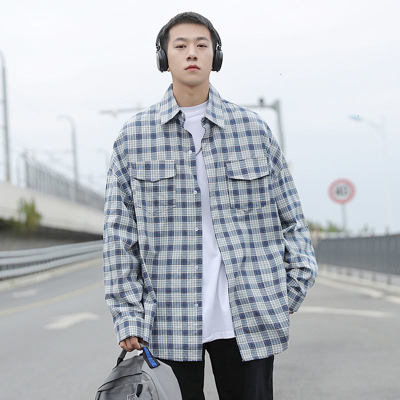 2021 New Style Plaid Men's Fashion Retro Casual Me Streetwear Spring Long-sleeved Shirts Mens Shirt -2xl 39dm, Blue checked 
2021 New Style Plaid Men's Fashion Retro Casual Me Streetwear Spring Long-sleeved Shirts Mens Shirt -2xl 39dm, Blue checked