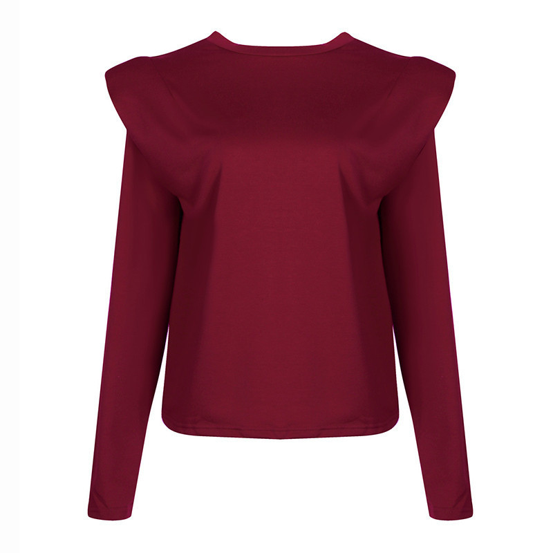 Gray Autumn Long Sleeve with Shoulder Pad Sweatshirts Casual Solid Women Hoodies O-neck Loose Winter Fashion Pullover Tops G1833 201211