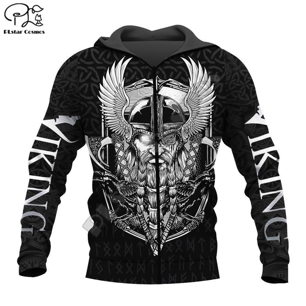 PLstar Cosmos Viking Warrior Tattoo Fashion Tracksuit casual 3DfullPrint ZipperHoodieSweatshirtJacketMens Womens style2 201020