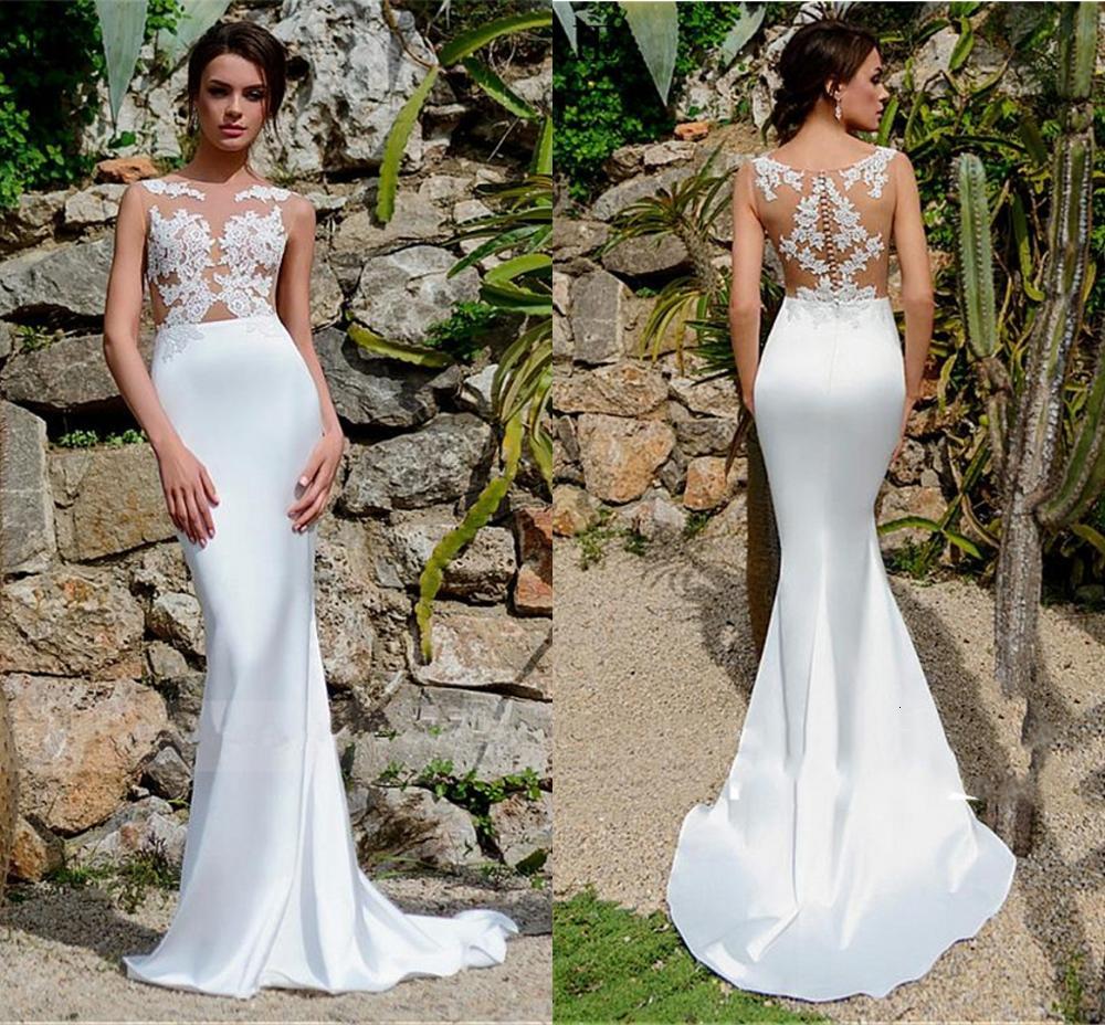 2021 New Modest Soft Satin Bateau Neckline Mermaid Wedding Es with Lace Appliques Sheer Bridal Illusion Back Awfi, Ivory
2021 New Modest Soft Satin Bateau Neckline Mermaid Wedding Es with Lace Appliques Sheer Bridal Illusion Back Awfi, Ivory
