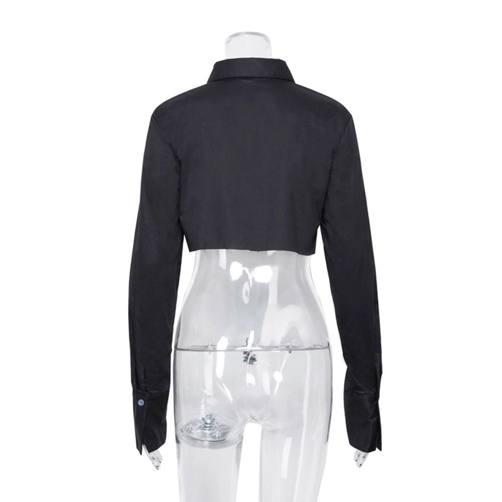 2021 New Women Spring Long Sleeve Turn Down Collar Black White Blouse Elegant Short Shirt Sexy Cropped Tops Irregular Tunic Slmz, As photo
2021 New Women Spring Long Sleeve Turn Down Collar Black White Blouse Elegant Short Shirt Sexy Cropped Tops Irregular Tunic Slmz, As photo