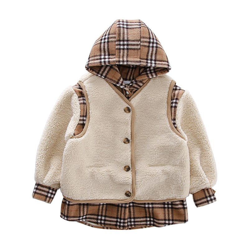 Girl's Coat + Vest Set New Autumn/Winter 2020 Girl's Coat Large and Middle School Children's Granule Velvet Coat, White
Girl's Coat + Vest Set New Autumn/Winter 2020 Girl's Coat Large and Middle School Children's Granule Velvet Coat, White