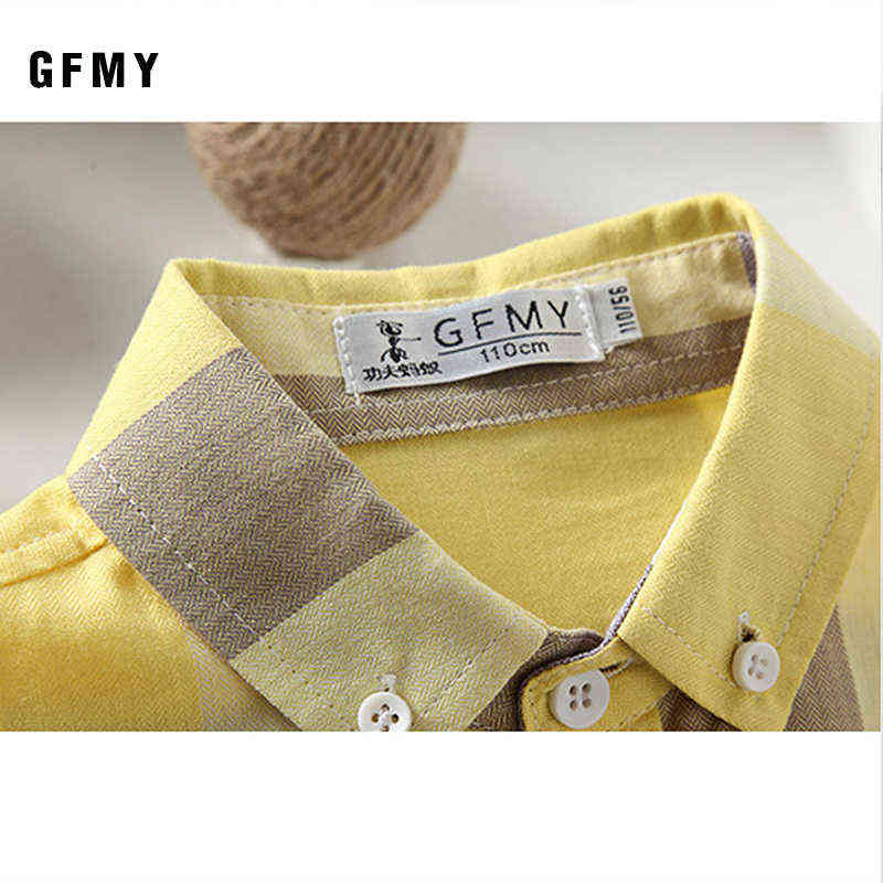 GFMY summer 100% Cotton Full Sleeve Fashion kids Plaid Shirt 3-14T Casual Big Kid Clothes Can Be a Coat 220125