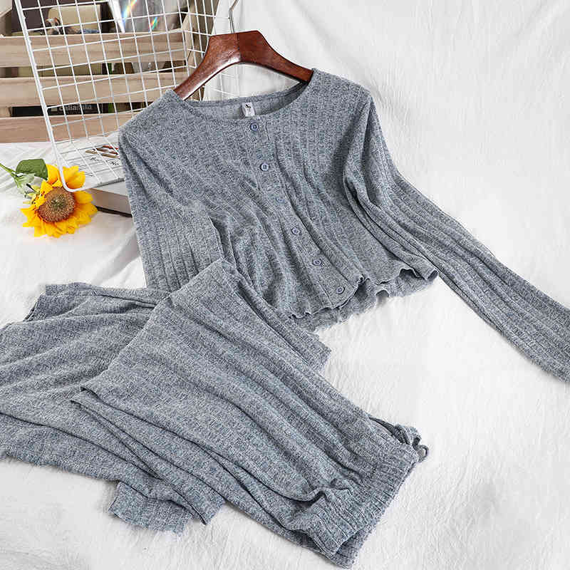Spring Arrivals Long Sleeve Knitted T-shirt Lace Up Straight Wide Leg Pants Fashion Women Two Piece Set MZ944 210525, Coffee
Spring Arrivals Long Sleeve Knitted T-shirt Lace Up Straight Wide Leg Pants Fashion Women Two Piece Set MZ944 210525, Coffee