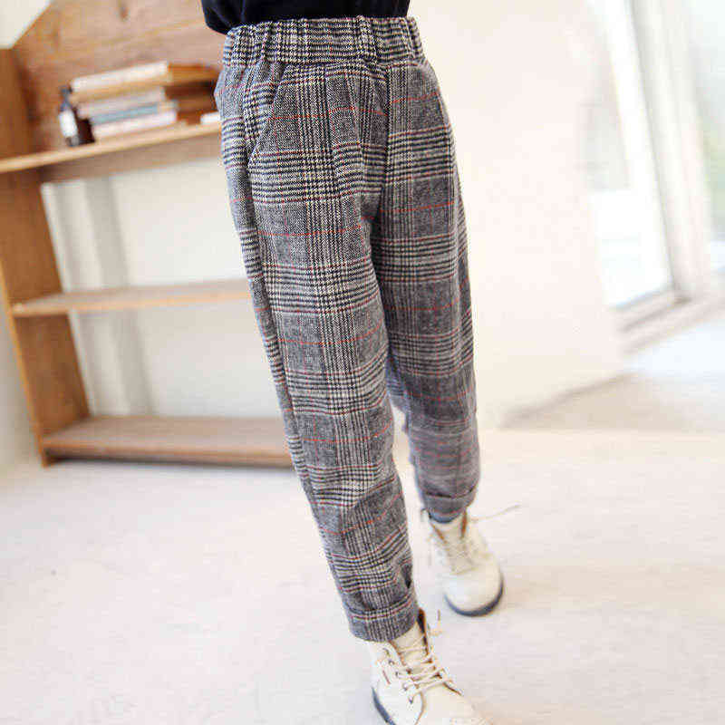 Children Pants for Girls Plaid Trousers Teenager Casual Outwear Baby Girl Clothing Spring Autumn 211103
