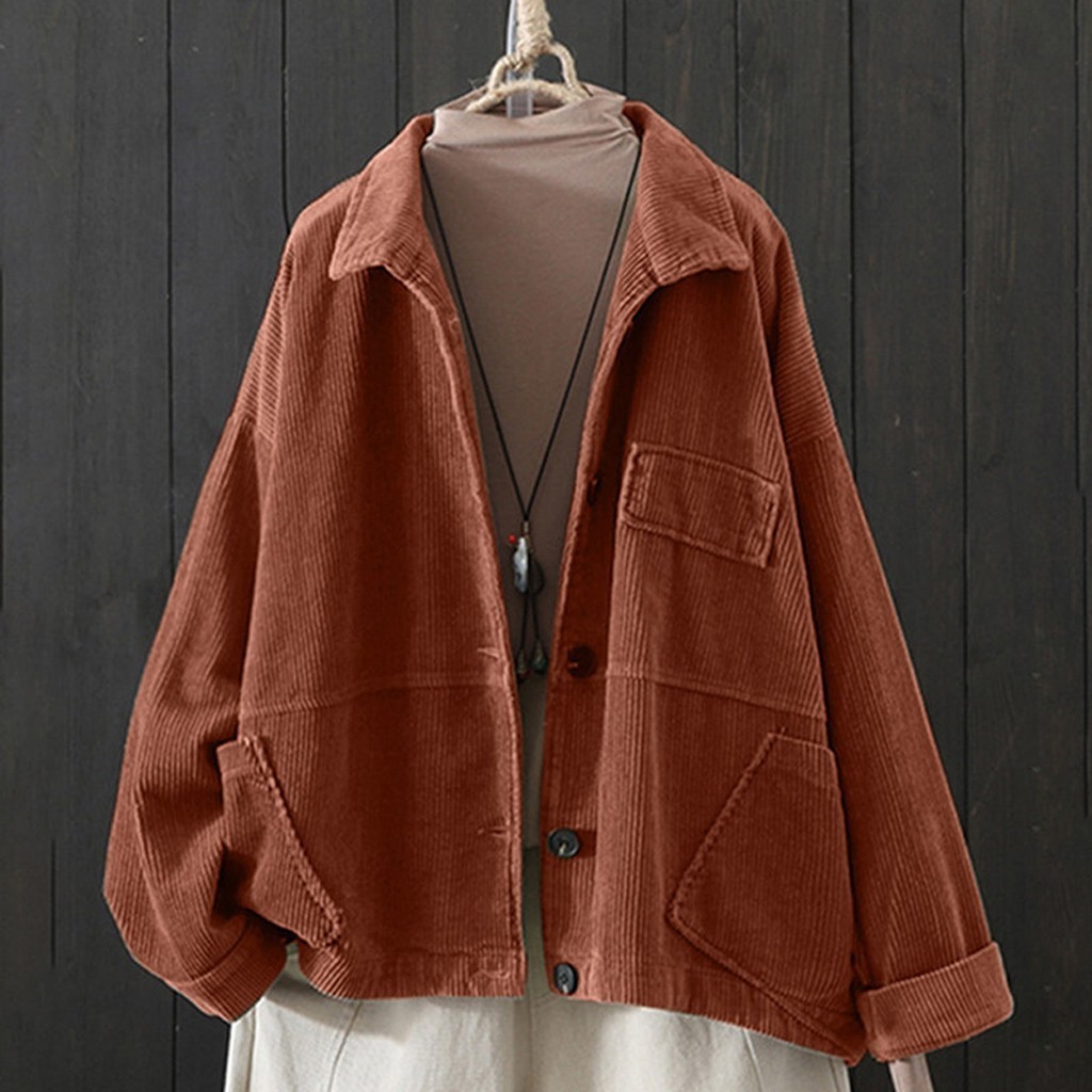 Winter Jacket Women Solid Cardigan Corduroy Lapel Pocket Long Sleeve Short Coat Casaco Feminino Abrigos Mujer Invierno 201019