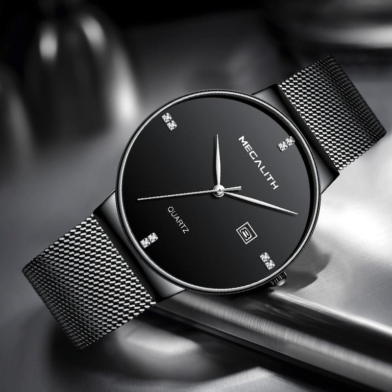 Wristwatches Mens Watches MEGALITH Fashion Sport Stainless Wteel Mesh Strap Ultra Thin Dial Date Clock Luxury Waterproof Quartz Watch For Me, All black silver
Wristwatches Mens Watches MEGALITH Fashion Sport Stainless Wteel Mesh Strap Ultra Thin Dial Date Clock Luxury Waterproof Quartz Watch For Me, All black silver