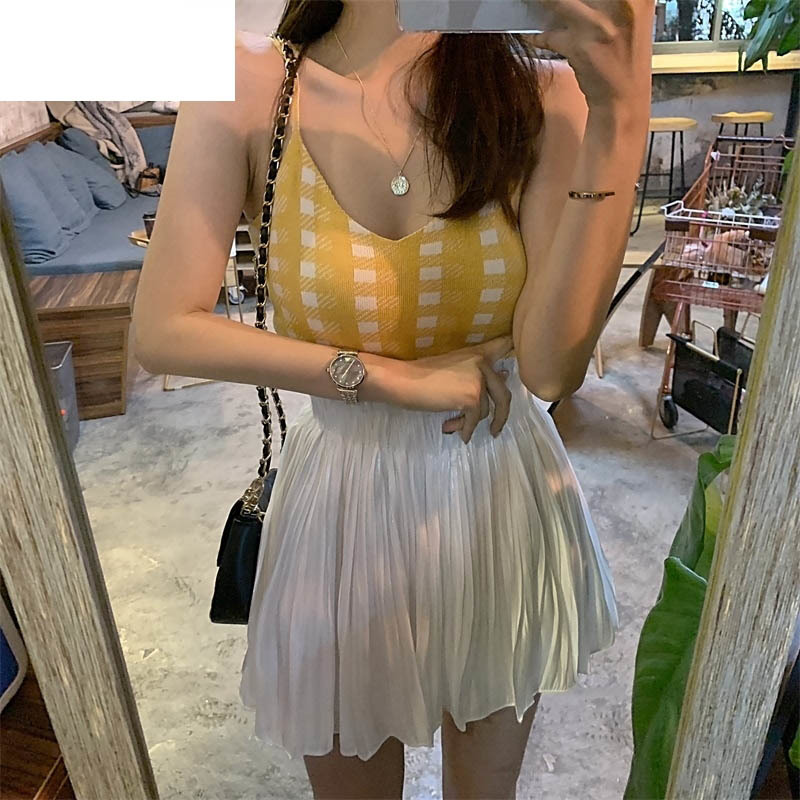 Heliar Women Sparkles Pleated Skirts Elastic Waist Night Club Dance Shining Skirts Sexy Mini Skirts For Women Spring 210306