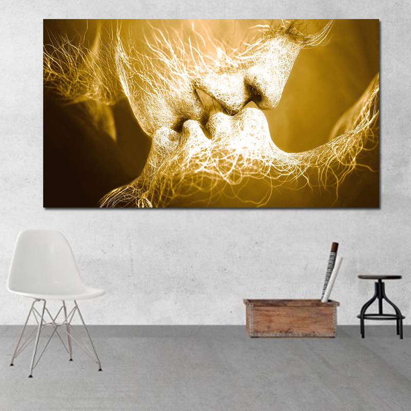Abstract Art Love Kiss Canvas Painting For Living Room Wall Art Posters and Prints Modern Home Decorations