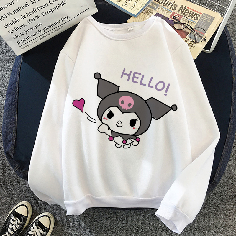 Kuromi Cute Tops Print Hoodie Vintage Harajuku Aesthetic Kawaii Clothes Women New Korea Style Spring Autumn Sudaderas Sweatshirt 201211