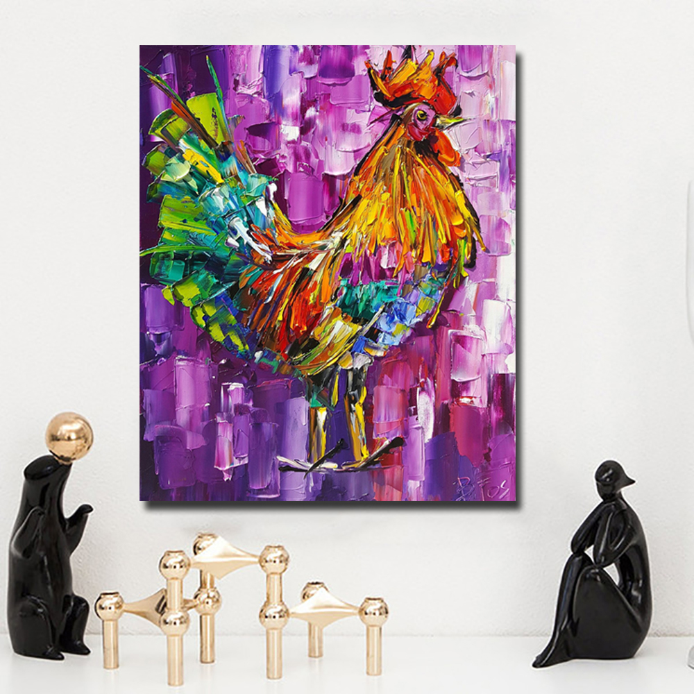 Abstract Animal Painting Chicken Impression Painting Wall Pictures For Living Room Home Decor Canvas Art No Frame