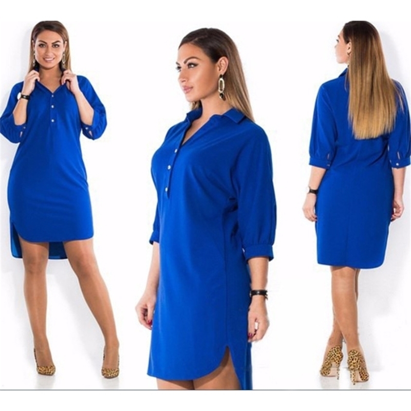 Spring Shirt Women Big Size Dress Turn-down Collar Button Three Quarter Sleeve Loose Casual Split Irregular Femme Clothing 210604, Red
Spring Shirt Women Big Size Dress Turn-down Collar Button Three Quarter Sleeve Loose Casual Split Irregular Femme Clothing 210604, Red