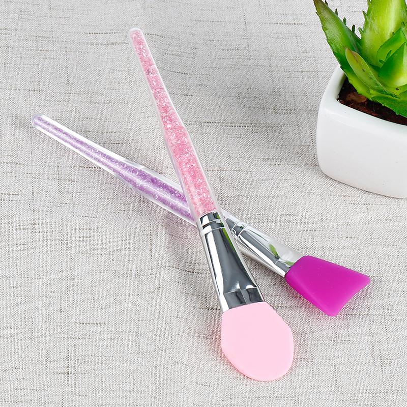 Makeup Brushes 2pcs Set Silicone Mask Cosmetics Shinning Handle Purple/Pink Brush Tools Facial DIY Tool