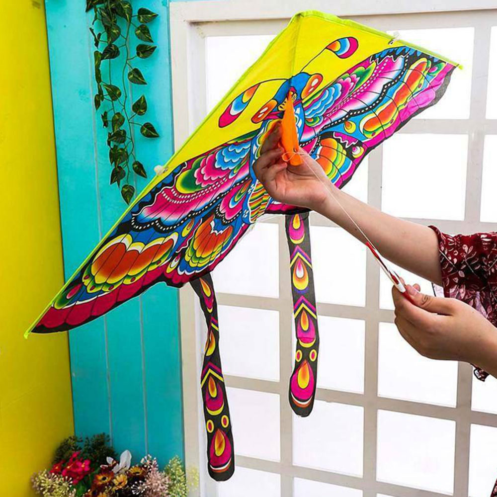 

1 Pcs Outdoor Sports Butterfly Flying Kite with Winder Board String Children Kids Toy Game Colorful Kite Long Tail 90*50CM