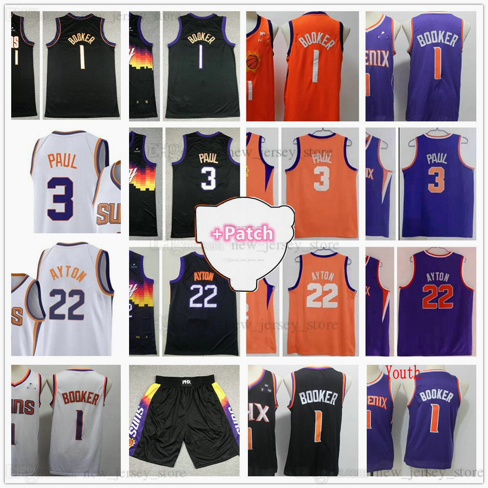 2021 Patch Valley City 1 Devin 3 Chris Booker Paul Basketball Jerseys Stitched DeAndre 22 Ayton Jersey White Purple Black Man Shorts Youth KID Size S-XXL, As picture
2021 Patch Valley City 1 Devin 3 Chris Booker Paul Basketball Jerseys Stitched DeAndre 22 Ayton Jersey White Purple Black Man Shorts Youth KID Size S-XXL, As picture