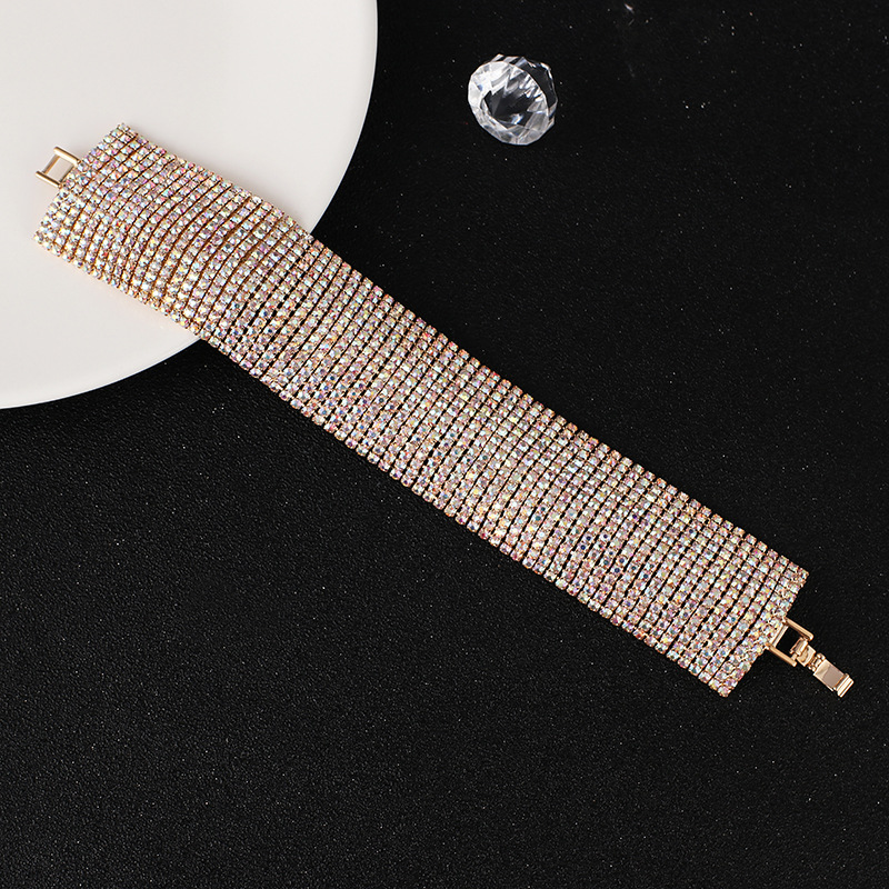 Luxury Crystal Bridal Bracelets For Women Multicolor Rhinestone 15 Rows Bangle Fashion Wedding Accessories, Golden;silver
Luxury Crystal Bridal Bracelets For Women Multicolor Rhinestone 15 Rows Bangle Fashion Wedding Accessories, Golden;silver