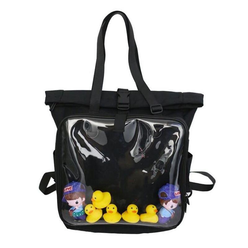 Backpack Female Student INS Fashion Schoolbag Women Harajuku Girl College Bag Solid Color Transparent Nylon Casual Rucksack, Black
Backpack Female Student INS Fashion Schoolbag Women Harajuku Girl College Bag Solid Color Transparent Nylon Casual Rucksack, Black