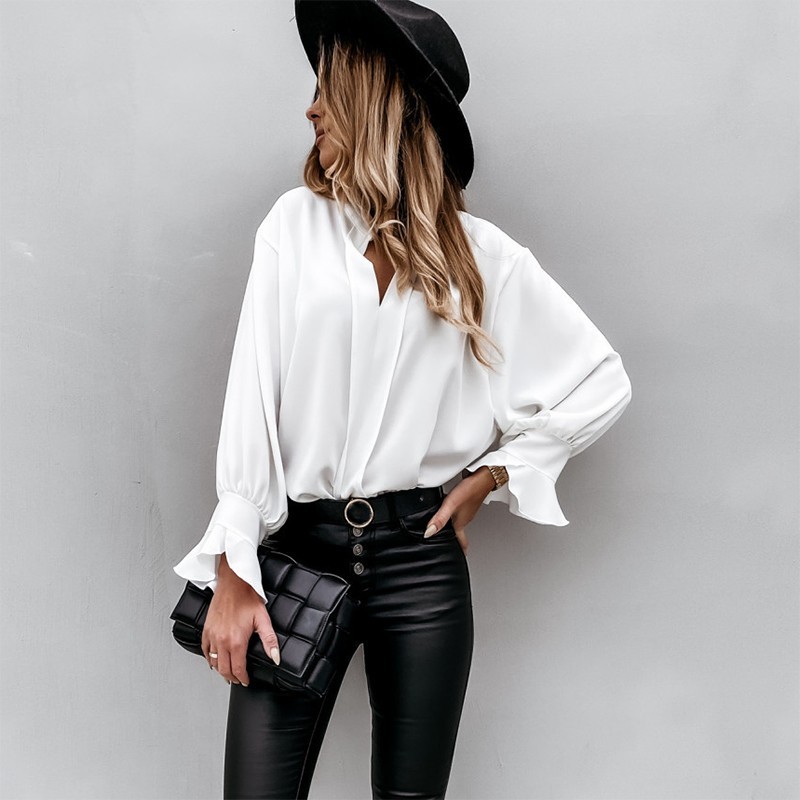 2021 New Autumn White Blouse Women Fashion V-neck Ruffle Long Sleeve Elegant Office Ladies Shirts Plus Size Casual Tops and Blouses Femme D3, Black
2021 New Autumn White Blouse Women Fashion V-neck Ruffle Long Sleeve Elegant Office Ladies Shirts Plus Size Casual Tops and Blouses Femme D3, Black
