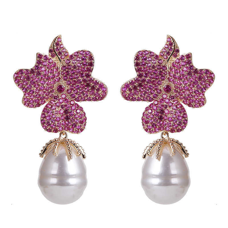 SINZRY sale gorgeous simulated pearl cubic zircon butterfly flower jewelry accessory trendy dangle earrings for women 210624