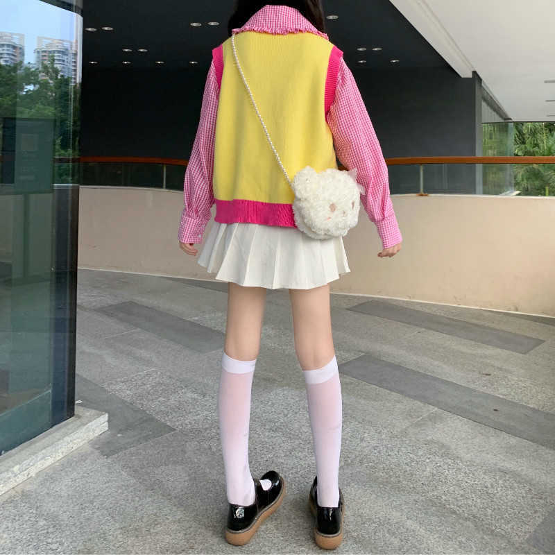 Japanese Preppy Style Autumn Winter Sleeveless Women Sweater Bunny Floral Anime Knitted Vest Cute Kawaii Christmas Red 210819