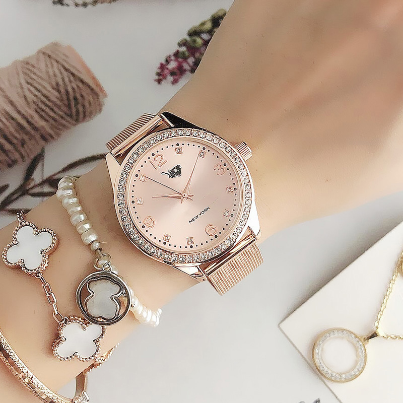 Brand Watch Women Girl Crystal Carriage Style Metal Steel Band Quartz Wrist Watches CO14