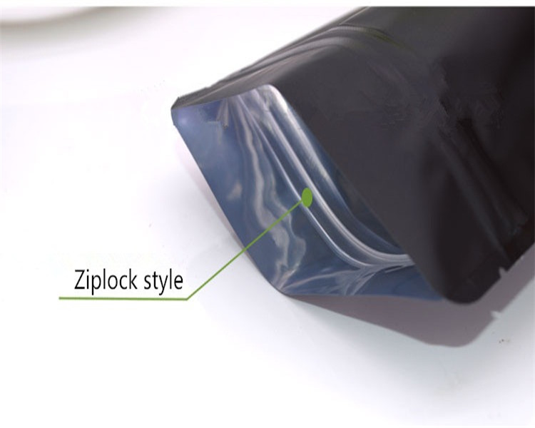 Thick Matte Black Aluminum Foil Zip Lock Bag Stand up Resealable Ground Coffee Powder Nuts Tea Snack Biscuits X-mas Gifts Packaging Pouches Support Lo