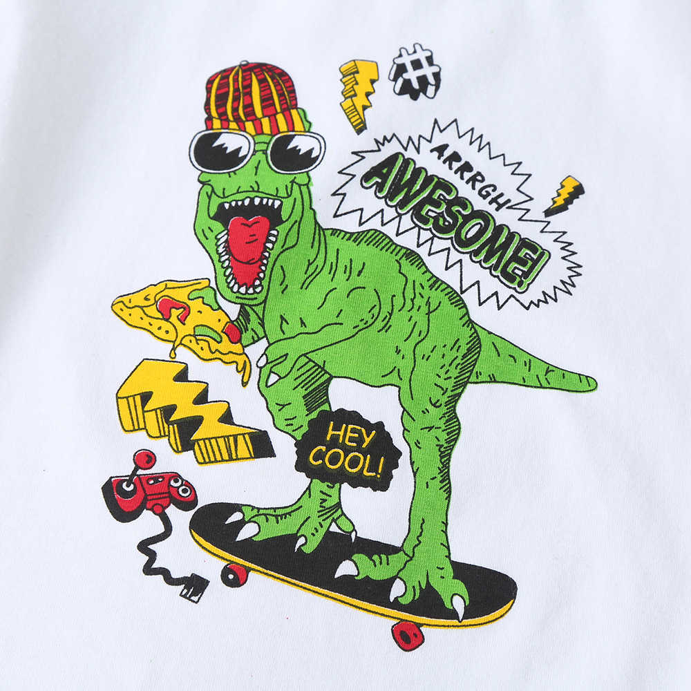Summer Children Sets Casual Boys Cotton Short Sleeve O Neck Print Cartoon T-shirt Black Pants Clothes 2T-6T 210629
