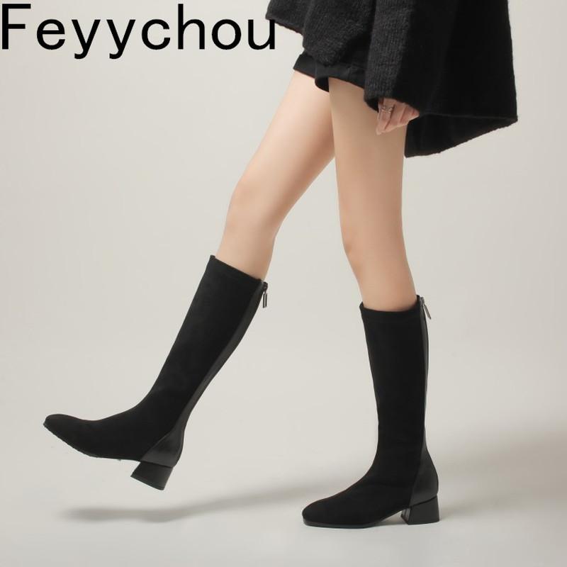 Boots Women Autumn Winter Flock Motorcycle Knee-High Round Toe Square Heel Med Zip Patchwork 2021 Sexy Fashion Black
Boots Women Autumn Winter Flock Motorcycle Knee-High Round Toe Square Heel Med Zip Patchwork 2021 Sexy Fashion Black