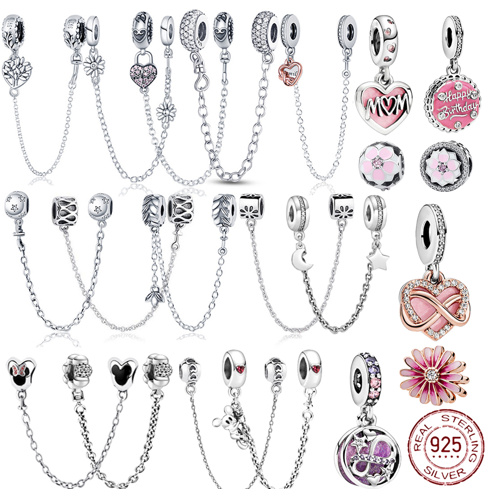925 Sterling Silver 9 models Zircon Safety chain Charms Bead Fit Pandora Bracelets Charm Dangle DIY
925 Sterling Silver 9 models Zircon Safety chain Charms Bead Fit Pandora Bracelets Charm Dangle DIY