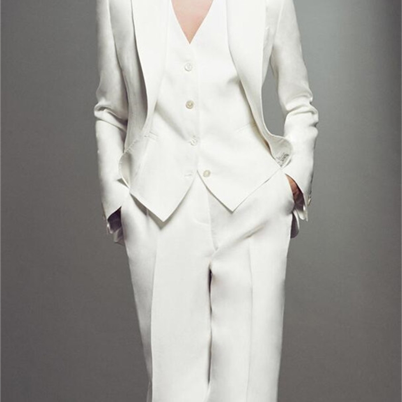White women's suits 3 Piece Women PantSuits OL Women's Summer Suit Women Blazer Jacket & Trousers & Vest Suit For Women Set T200818
