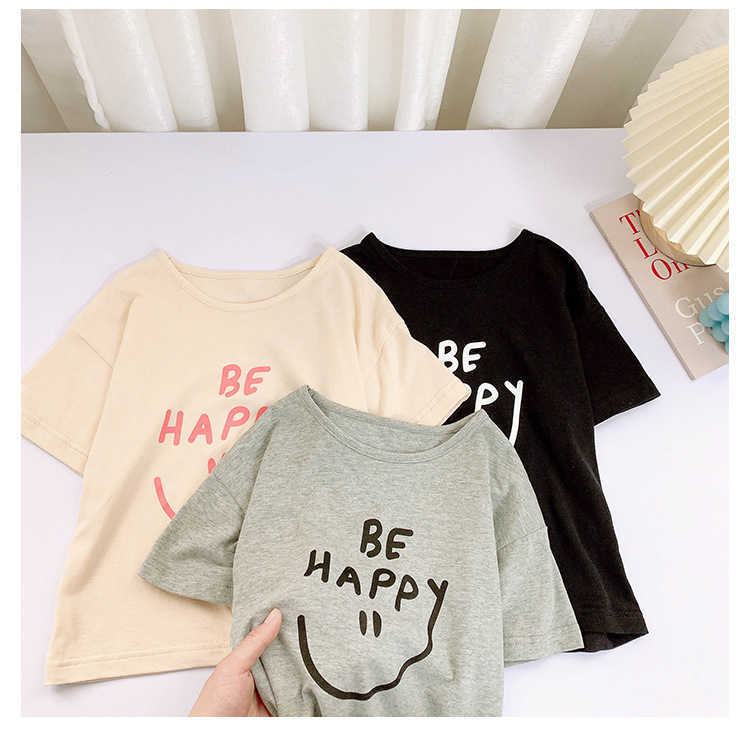 Summer Boys cartoon short sleeve cotton T shirts children 3 colors thin casual Tees 1-6 years all-match Tops 210615