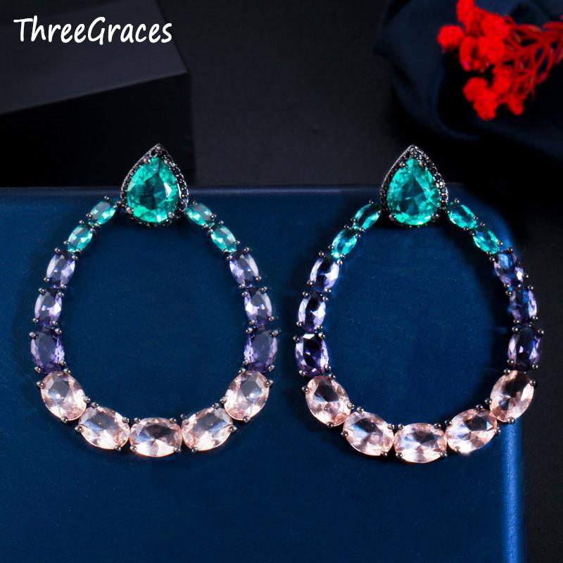 Dangle & Chandelier ThreeGraces Trendy Brand Purple Green Cubic Zirconia Black Gold Big Long Round Drop Earrings For Women Party Prom ER495, Silver
Dangle & Chandelier ThreeGraces Trendy Brand Purple Green Cubic Zirconia Black Gold Big Long Round Drop Earrings For Women Party Prom ER495, Silver
