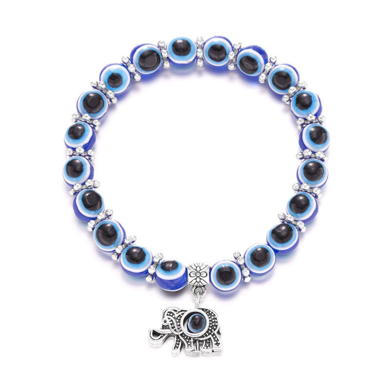 Antique Silver Plated Animal Butterfly Turtle Charm Bracelet Turkish Blue Evil Eye Beads Bracelets