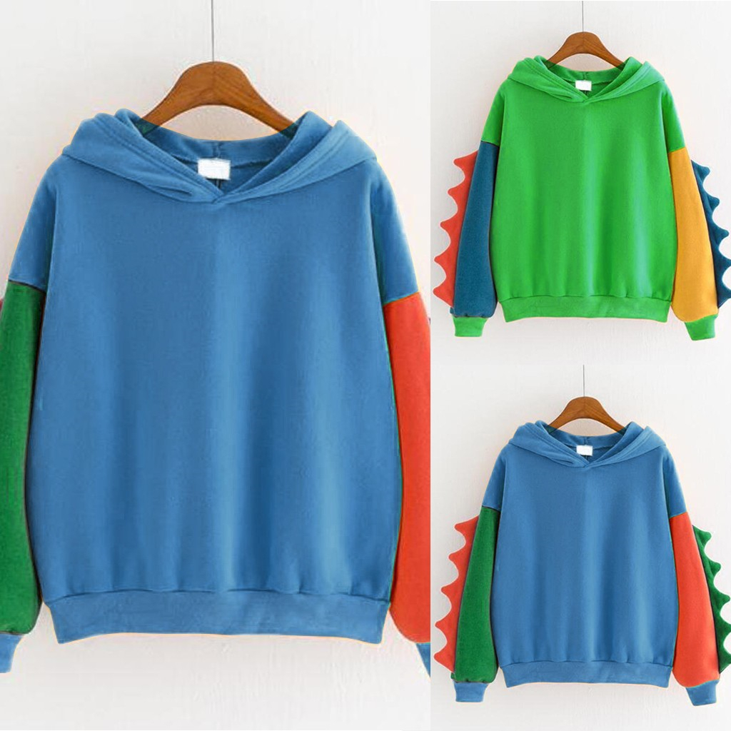 JAYCOSIN Hoodies Women Sweatshirts Modis Women Casual Loose Long Sleeve Splice Dinosaur Sweatshirt For Winter Vetement Femme NOV 200924