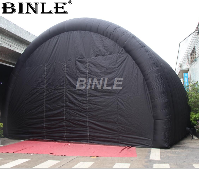 custom made multifunctional giant black inflatable tunnel tent entrance stage cover marquee canopy for events