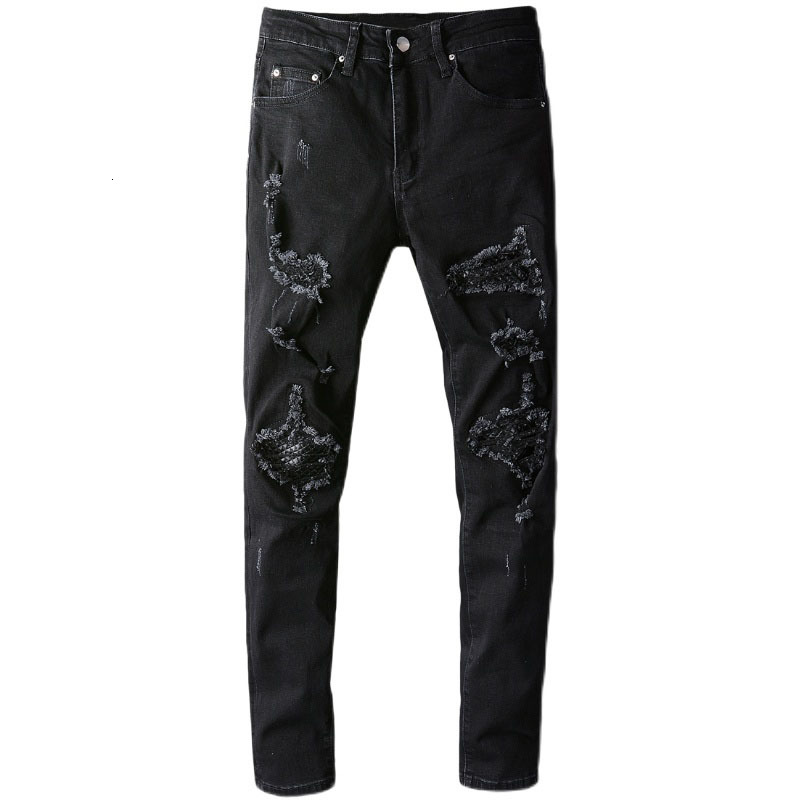 2021 New Men's Male Trousers Fashion High Street Brand Black Leather Patch Hole Jeans Men Stretch Slim Thin Denim Pants Y595
2021 New Men's Male Trousers Fashion High Street Brand Black Leather Patch Hole Jeans Men Stretch Slim Thin Denim Pants Y595
