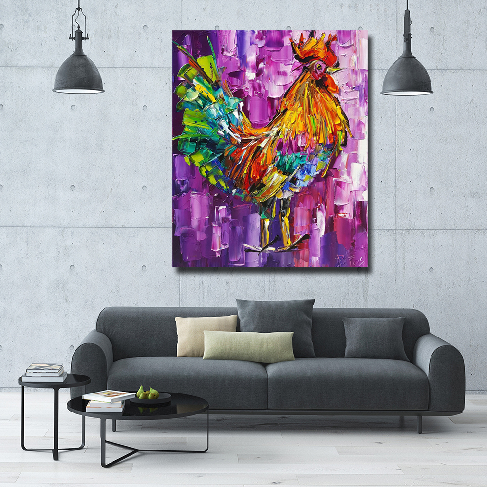 Abstract Animal Painting Chicken Impression Painting Wall Pictures For Living Room Home Decor Canvas Art No Frame