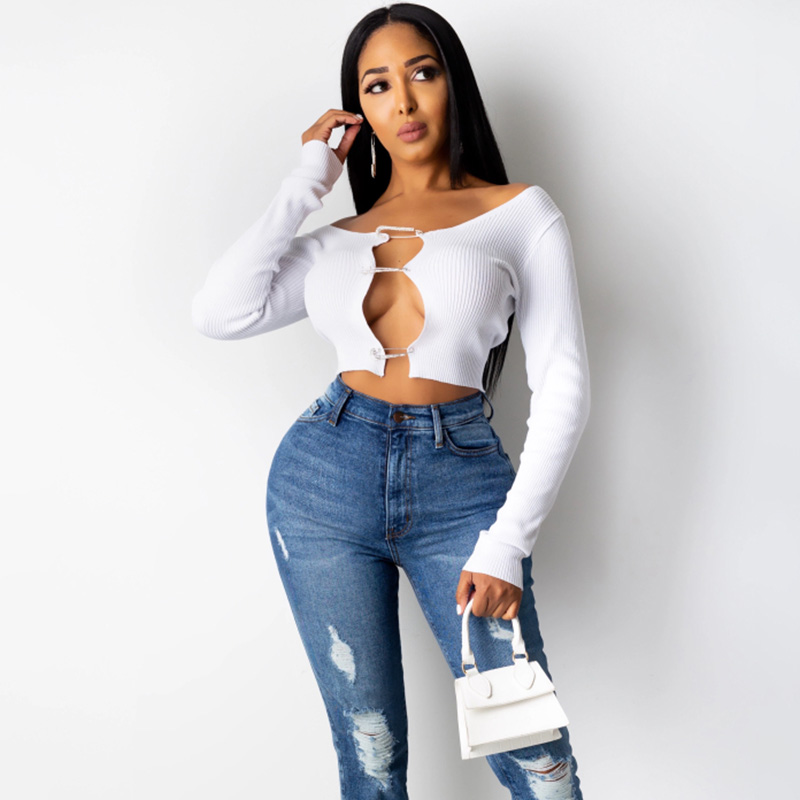 Sexy Hollow Out Women Tee Top Long Sleeve Autumn Cropped Top T Shirt Solid Chic Button Slim Streetwear Casual t shirt, White
Sexy Hollow Out Women Tee Top Long Sleeve Autumn Cropped Top T Shirt Solid Chic Button Slim Streetwear Casual t shirt, White