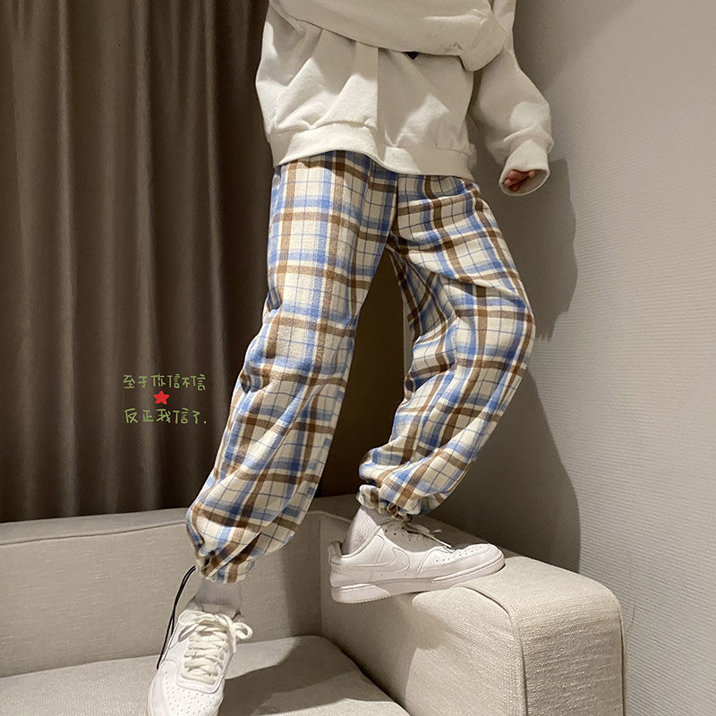 2021 New Cotton Plaid Men's Fashion Retro Casual Men Streetwear Korean Loose Hip-hop Straight Wide Leg Pants Mens Trousers Hvlg, Check black
2021 New Cotton Plaid Men's Fashion Retro Casual Men Streetwear Korean Loose Hip-hop Straight Wide Leg Pants Mens Trousers Hvlg, Check black