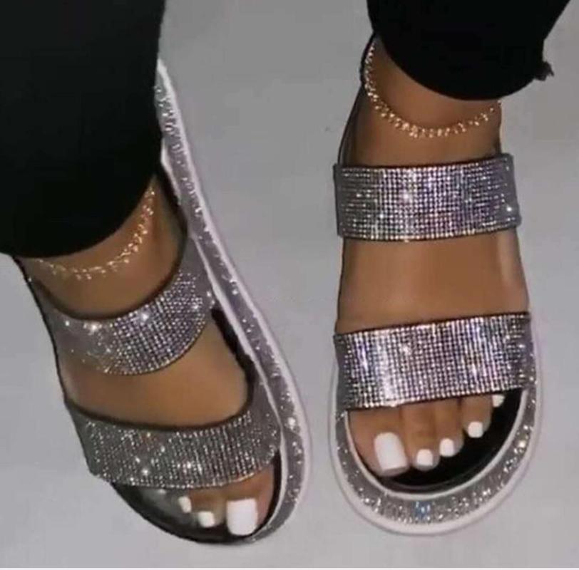 Woman Sandals Ladies Open Toe sequins Ankle Strap Platform Shoes Fashion Casual Female Summer Beach shoes Hot thick bottom sandl