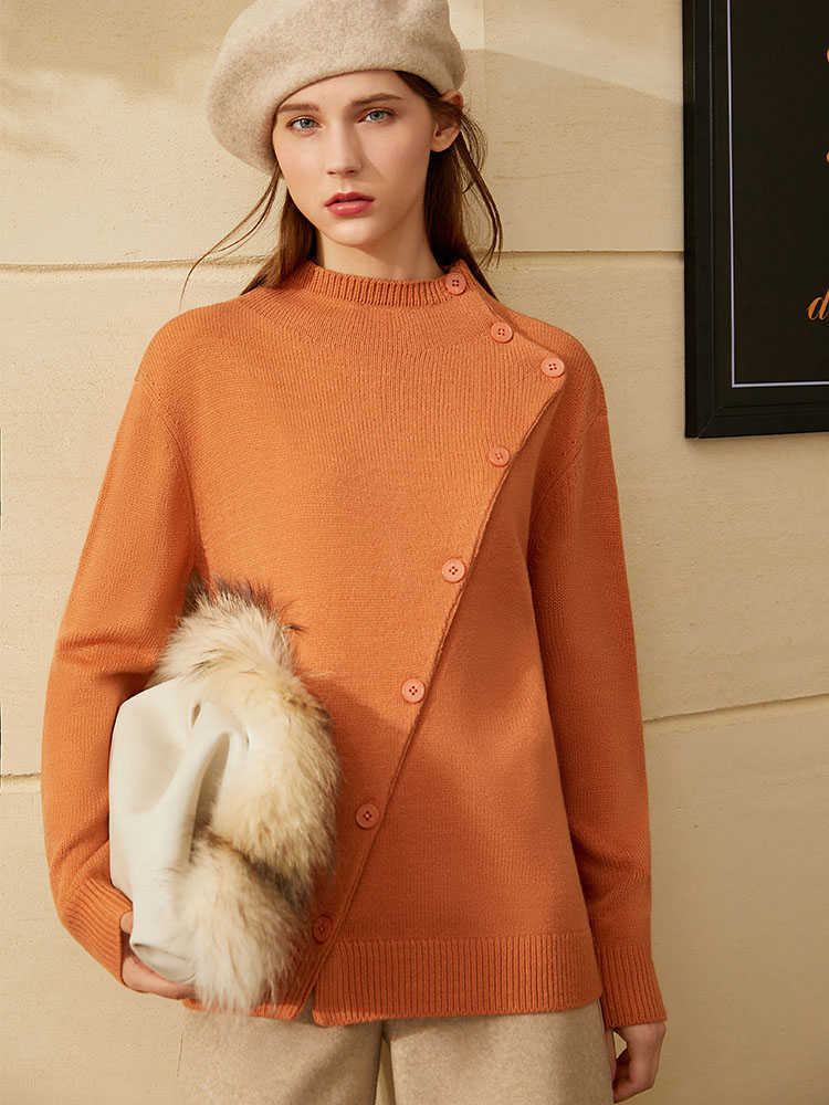 Minimalism Autumn Winter Fashion Women's Sweater Causal Solid Oneck Knitted Sweaters For Women Pullover Tops 12030464 210527