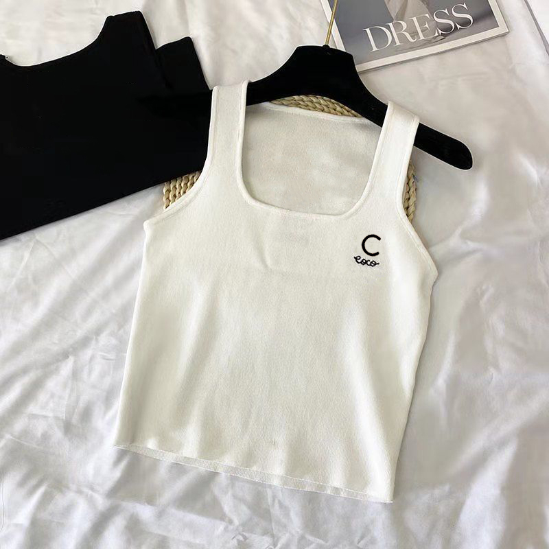 T-shirt Ladies Top Tank Camis Brand Cotton Sexy Embroidered Bra Camisole Letter Short Sleeve Navel Tight