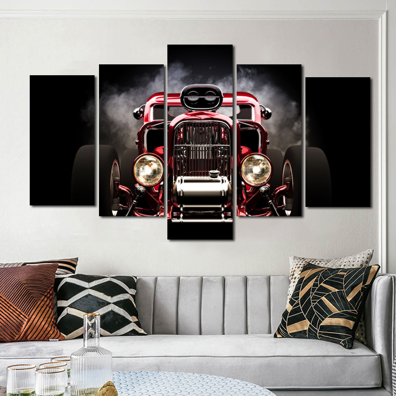 5 Panels/Set Classic Red Car Pictures Canvas Painting Wall Art For Living Room Posters And Prints Home Decoration
